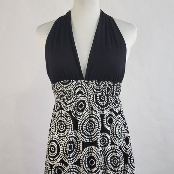Pretty Good vintage Y2K halter V neck black white geometric circles size small - Picture 2 of 10